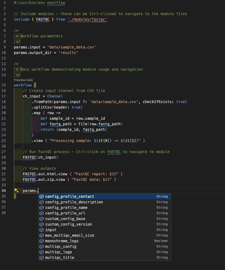 Parameters auto-completion