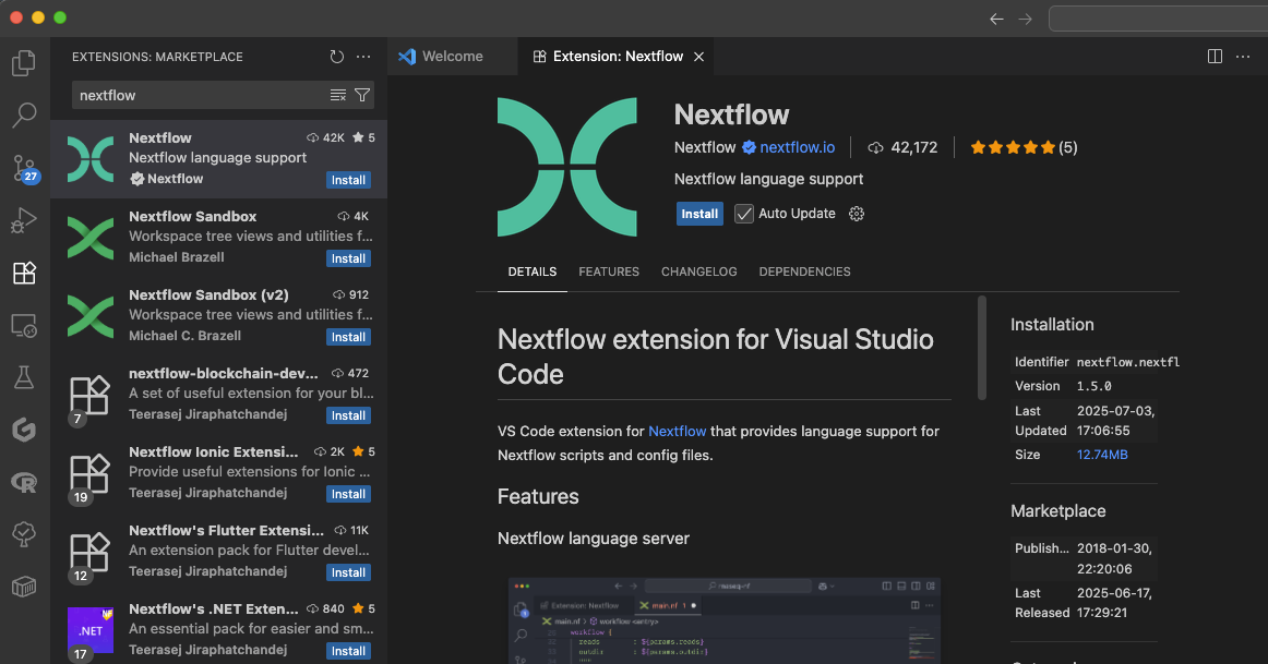 Install Nextflow Extension
